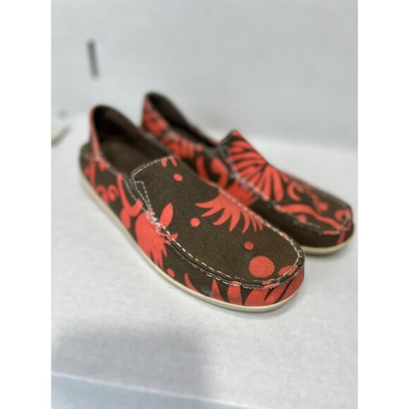 Olukai NoheaCanvas Slip-On Shoes Brown Floral Pattern women Size 6.5 - Picture 1 of 5